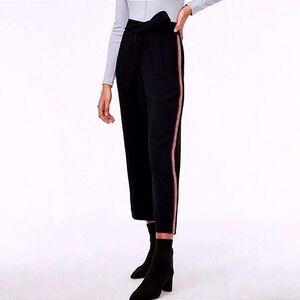 Aritzia Wilfred High Rise Tie Front Tuxedo Dress Pants Black Red Stripes 4 EUC